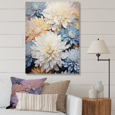 «White and Blue Mums Fragrant Elegance I», reproduction sur toile