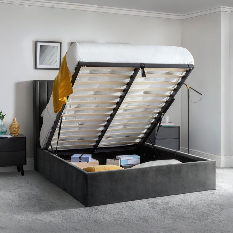 Bozrah Upholstered Ottoman Storage Bed, Super King (6'), Grey
