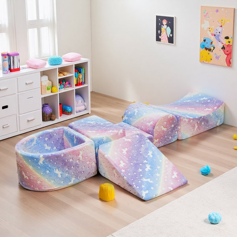 Canapé modulaire pour jouer, canapé modulaire modulaire 5-en-1, canapé polyvalent pour chambre de salle de jeu, mousse convertible et coussin de plancher