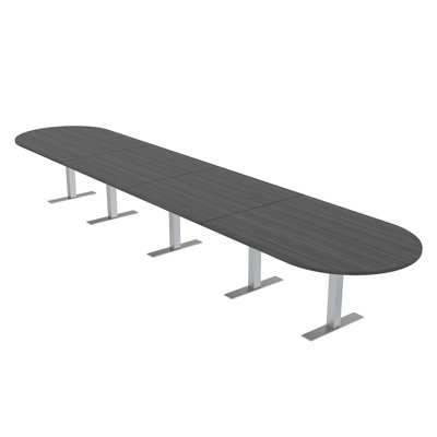 Racetrack Shaped Conference Table with Metal T Base