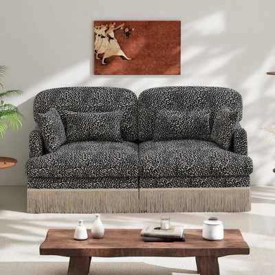 69.2''Modern Chenille Leopard Printing Loveseat Sofa