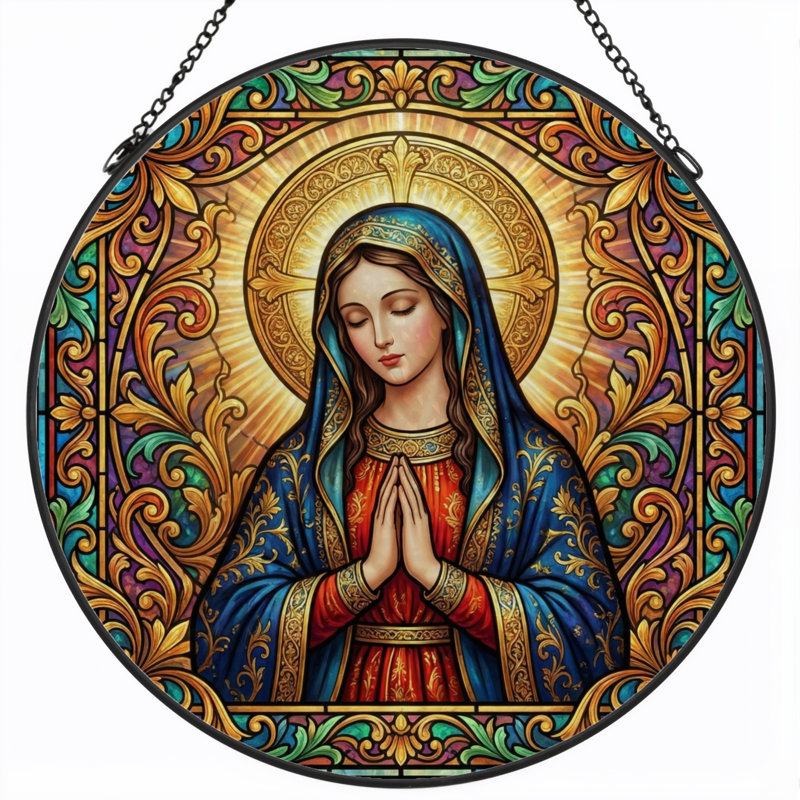 Panneau de vitrail d'art religieuse ， 7,8 H, H 7,8 po