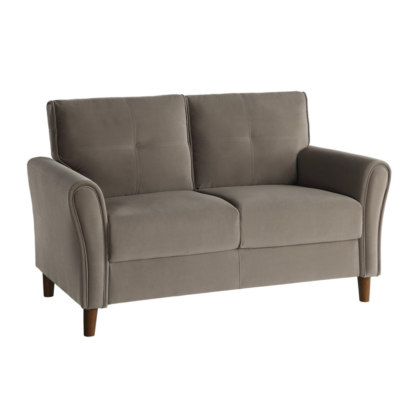 Canapé double rembourré avec structure en bois, Brun