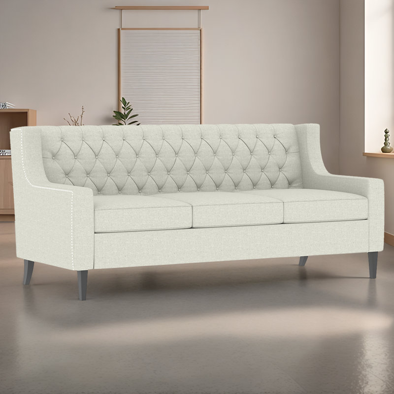 Canapé compact Mid-Century de 78,75 po, dossier capitonné et coussin à haute résilience pour des espaces polyvalents, Beige