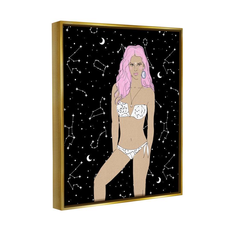  Moon Girl Constellations, H 31 po x l 25 po x P 1,7 po, Cadre flottant métallique doré