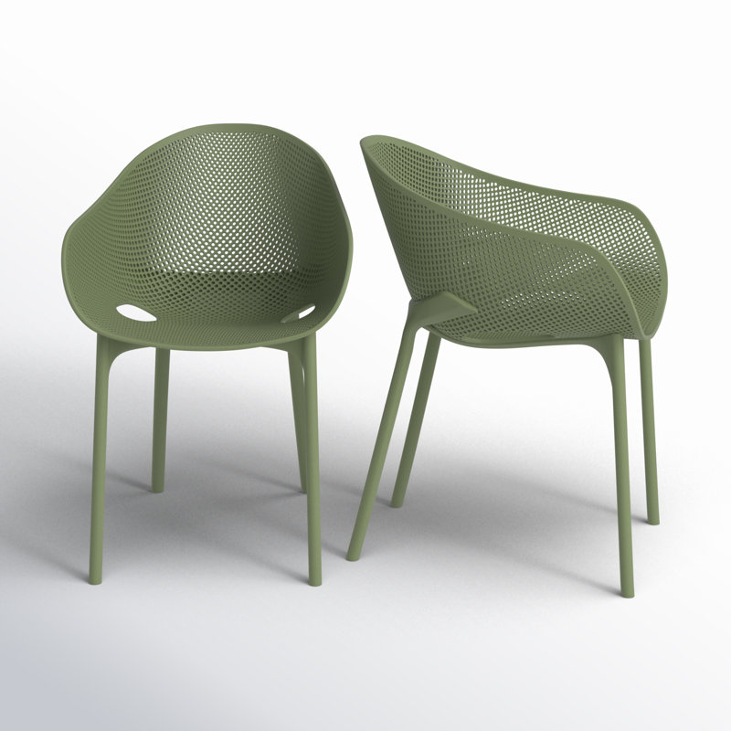 Farrah Stacking Patio Dining Armchair, Olive Green