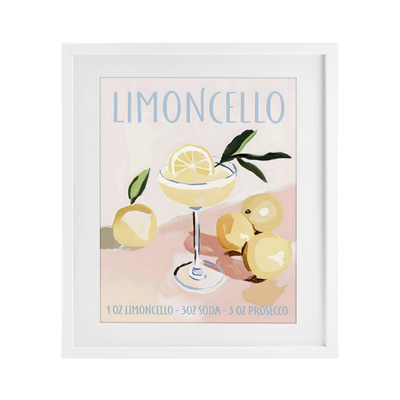 «Limoncello Summer Cocktail», impression sous verre encadrée, design par Sissi et Seb, 16 x 13