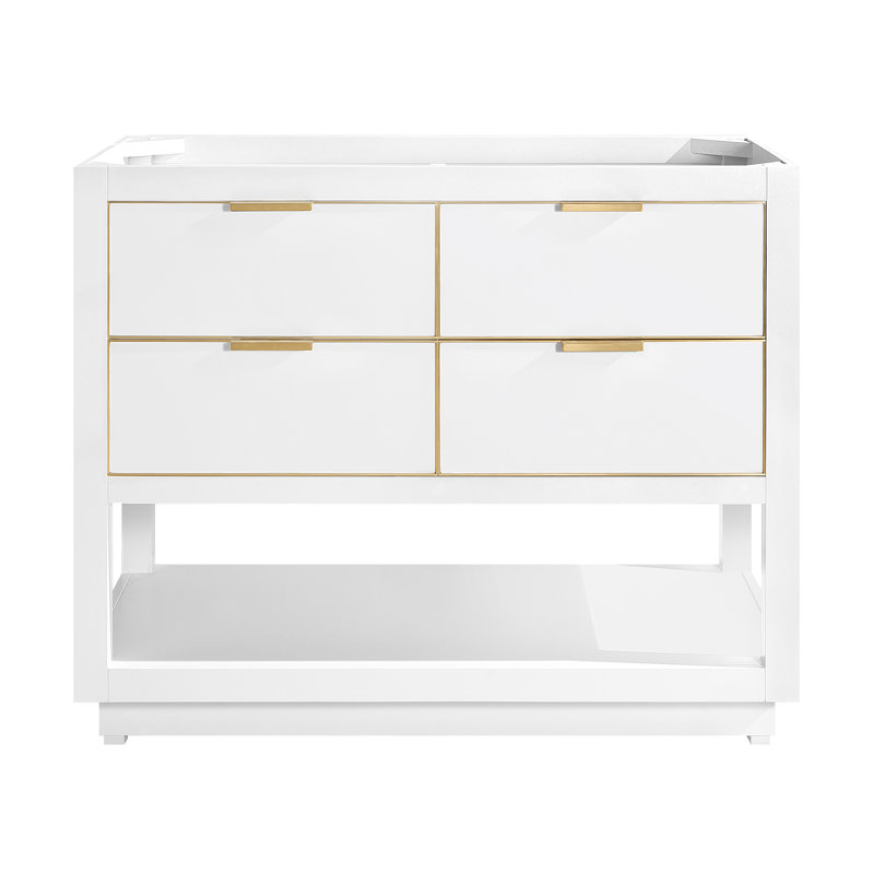 Allie 42'' W Single Bathroom Vanity Base, White/Matte Gold