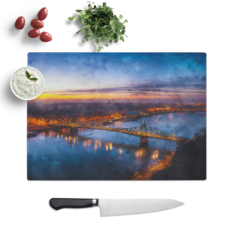 Tempered Glass Budapest Skyline in Hungary Chopping Board, 28.5 cm x 39 cm