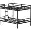 Grand lit superposé en métal noir avec garde-corps et construction stable de 110 lb par capacité, assuré par un garde-corps haut, pour un accès facile, une conception sophistiquée, un espace de rangement supplémentaire sous le lit, un espace facile à utiliser