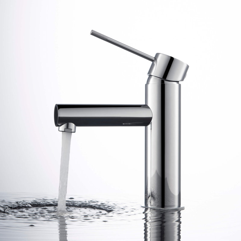 Robinet de salle de bain circulaire à un trou, Nickel brossé, Sans bonde escamotable