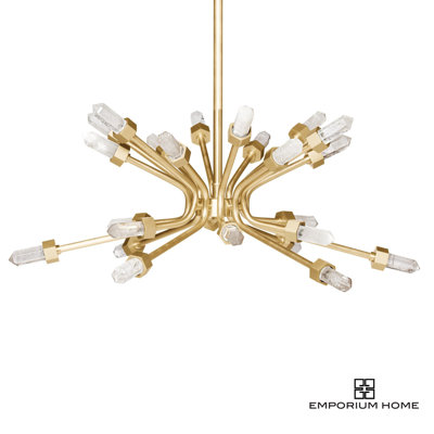 Lustre éclaté à quartz Emporium Home - Laiton satiné