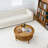 31.3" Round Boho Coffee Table with Storage Shelf