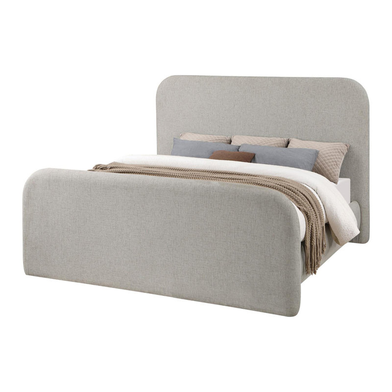 Lit plateforme tapissier gris Hedon, Queen