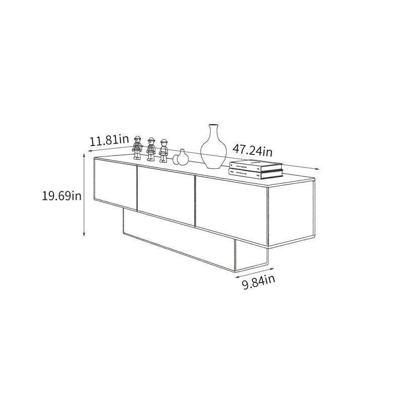 Table d'entrée moderne et multifonctionnelle en acrylique, H 19,69 po x l 47,24 po x P 11,81 po