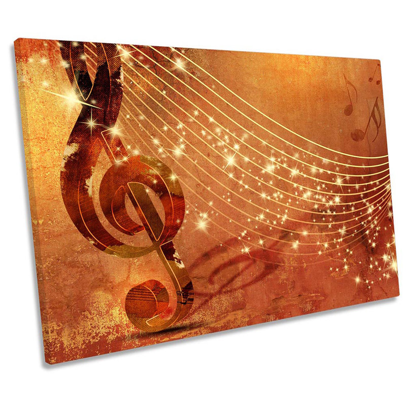 Music Note Modern Brown - Wrapped Canvas Print, 30.5cm H x 45.7cm W x 2cm D