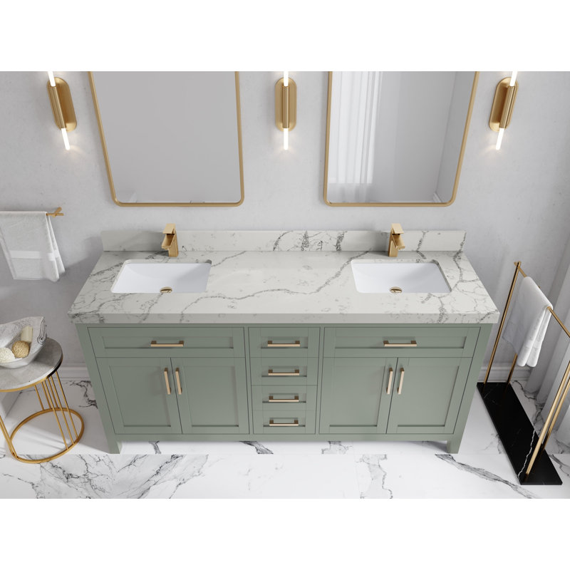 Cambridge 72'' Double Bathroom Vanity with Top, Venatino