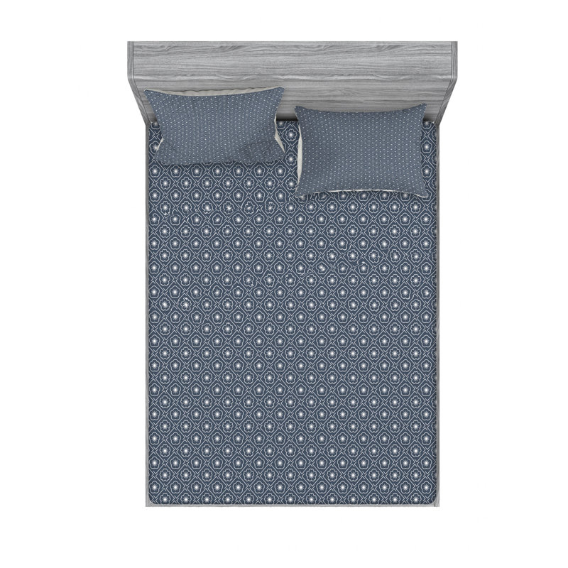 Microfiber Floral Sheet Set, Queen Sheet Set with Fitted Sheet
