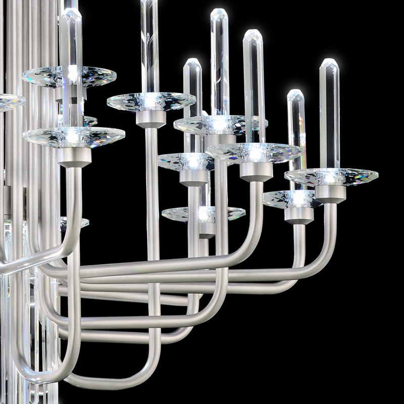 Calliope 24 Light Crystal LED Chandelier, Soft Silver