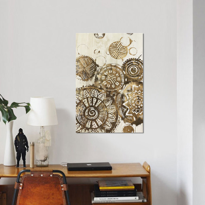 « africain cercles », impression sur toile, H 12 po x l 8 po x P 0,75 po, Toile tendue, Pas de tapis