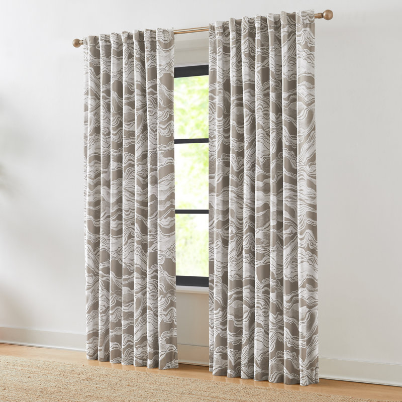Ensemble de 2 rideaux occultant en coton Cascade Wave, Gris