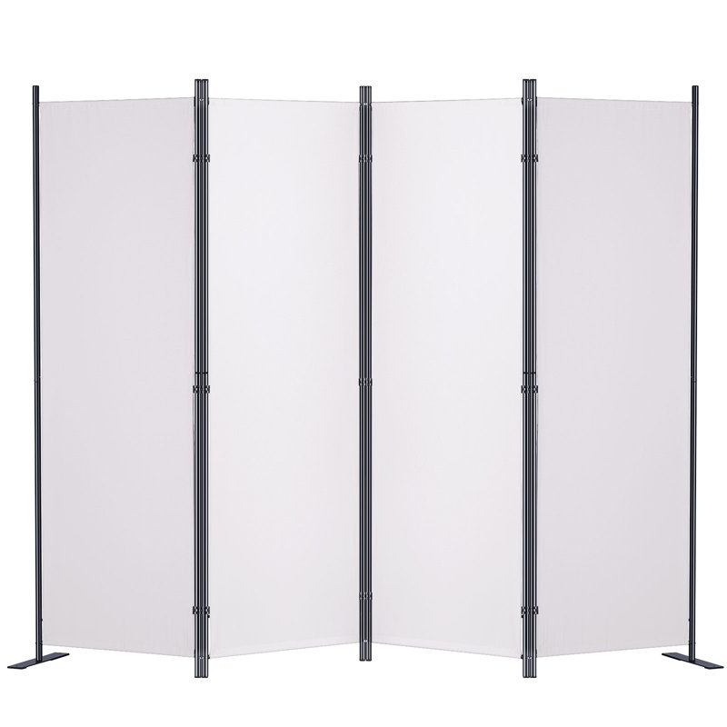 Paravent de 1,70 m (5,6 pi) pliable en tissu blanc, pour bureau, chambre, salle à manger, bureau, autoportant, blanc, Blanc