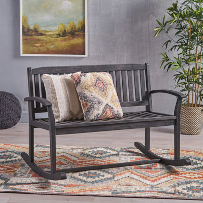 Acacia Wood 2-Person Outdoor Rocking Loveseat