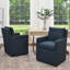 Chaise de salle à manger rembourrée en lin avec roulettes interchangeables et pieds fixes (ensemble de 2) Cathlino-98259766