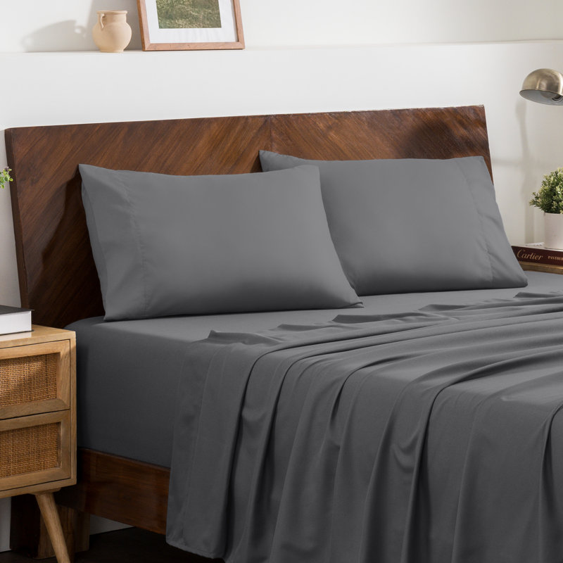 Fermeture d'enveloppe en microfibre, gris, Taies d'oreiller pour grand lit