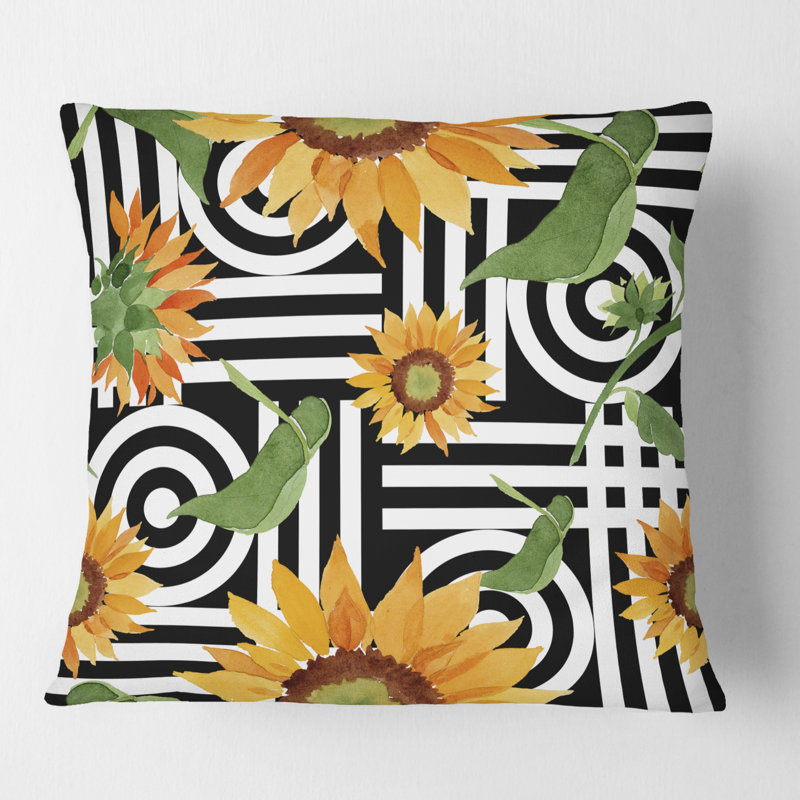 Coussin Retro Floral Botanical II - Mid-Century, 18 po x 18 po