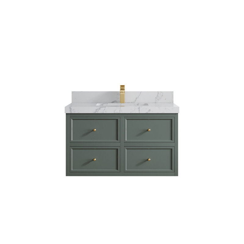 Roswell flottant 36 po X P 22 po De salle de bain simple en étain Quartz Venatino