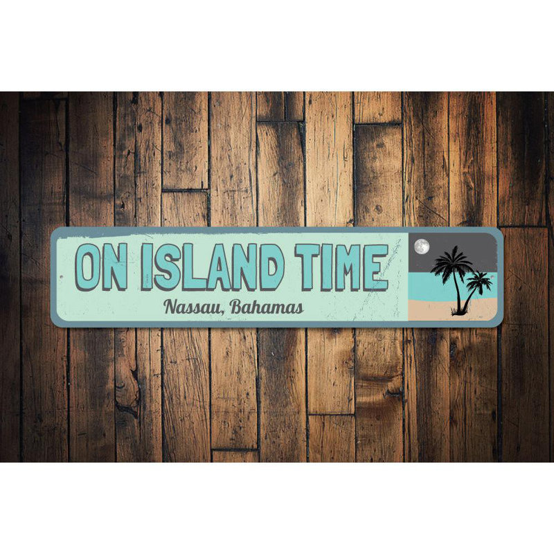 Panneau en métal On Island Time, H 4 po x l 18 po x P 0,04 po