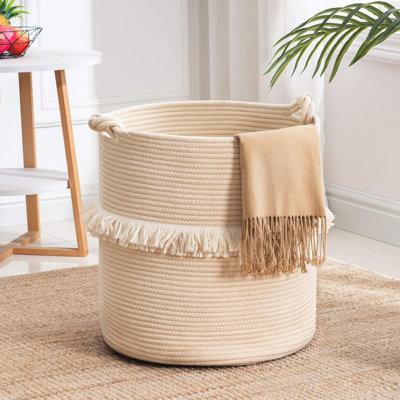 Grand panier de rangement en corde tissée 15,7 po x 16,9 po