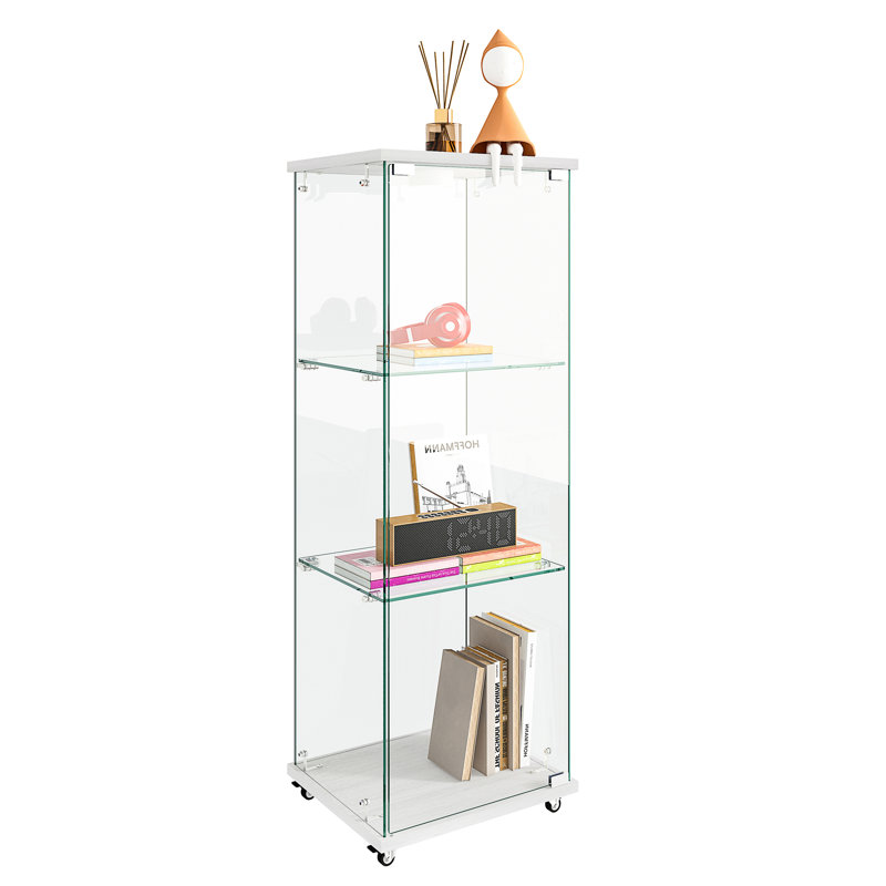 Vitrine moderne en verre avec lumières DEL, Blanc
