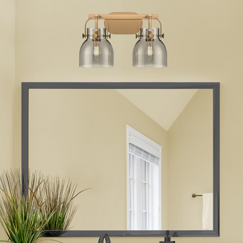 Éclairage pour meuble-lavabo mural 6 po Skycrest, Laiton brossé, Fumée, Deux lumières