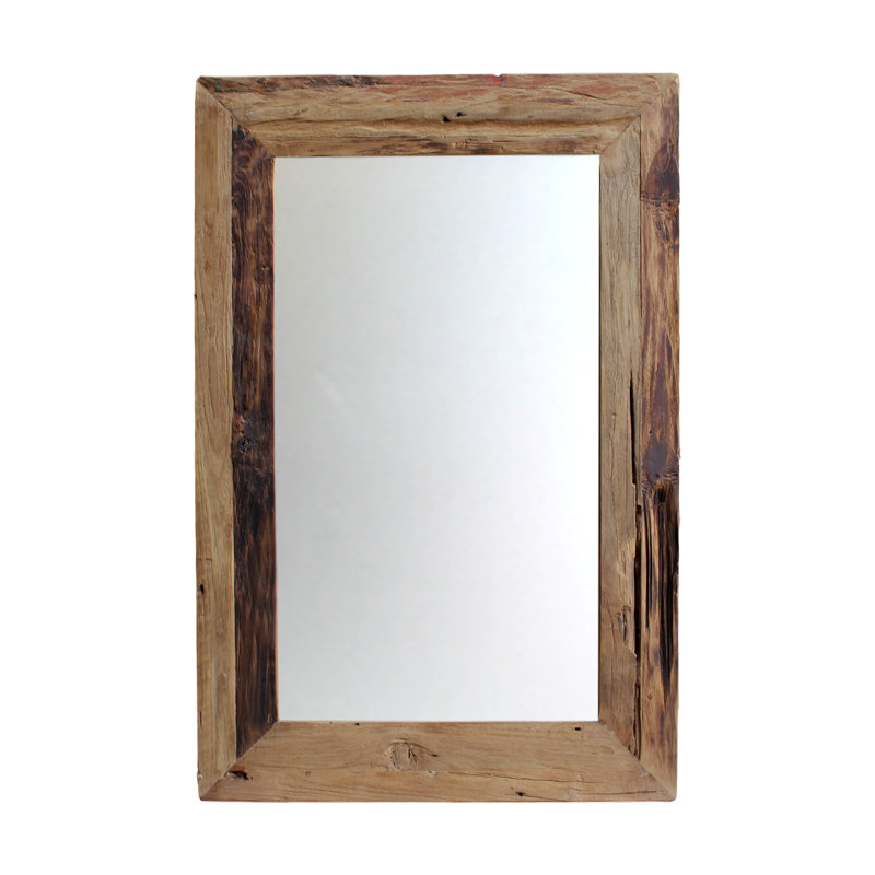 Guzman Wood Flat Wall Mirror, 120cm H x 80cm W x 3cm D
