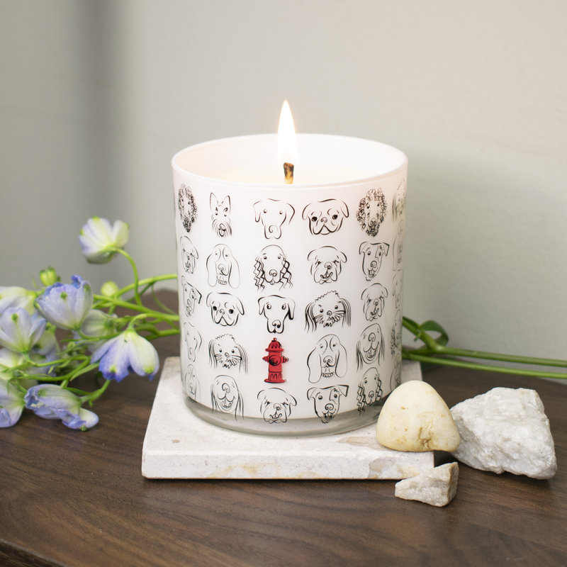 Fresh Rain Scented Soy Jar Candle with Dog Design