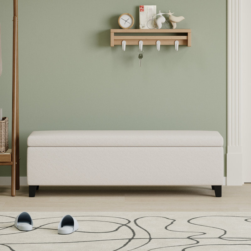 Repose-pieds rectangulaire avec rangement de 51 po Marquila, Ourson beige
