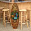 Art mural de planche de surf Tiki Bar par G. Debrekht - décor côtier fabriqué à la main pour Tiki Lounge & Beach House-1541201246