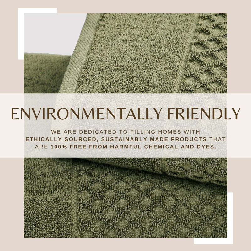Olive Green Heavyweight Cotton Terry Bath Towel Set for Kids (Pack of 4)