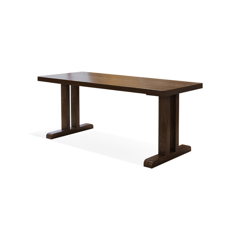 Light Walnut Rectangular Solid Wood Writing desk, 29.53" H x 55.12" W x 27.56" D