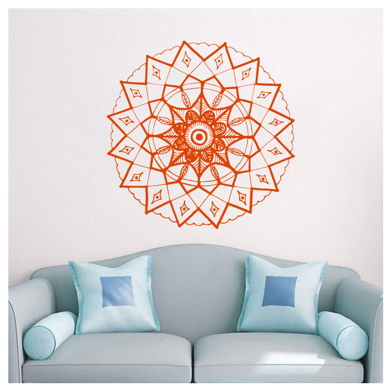 Adhésif décoratif mandala yoga, H 20 po x l 22 po, Orange