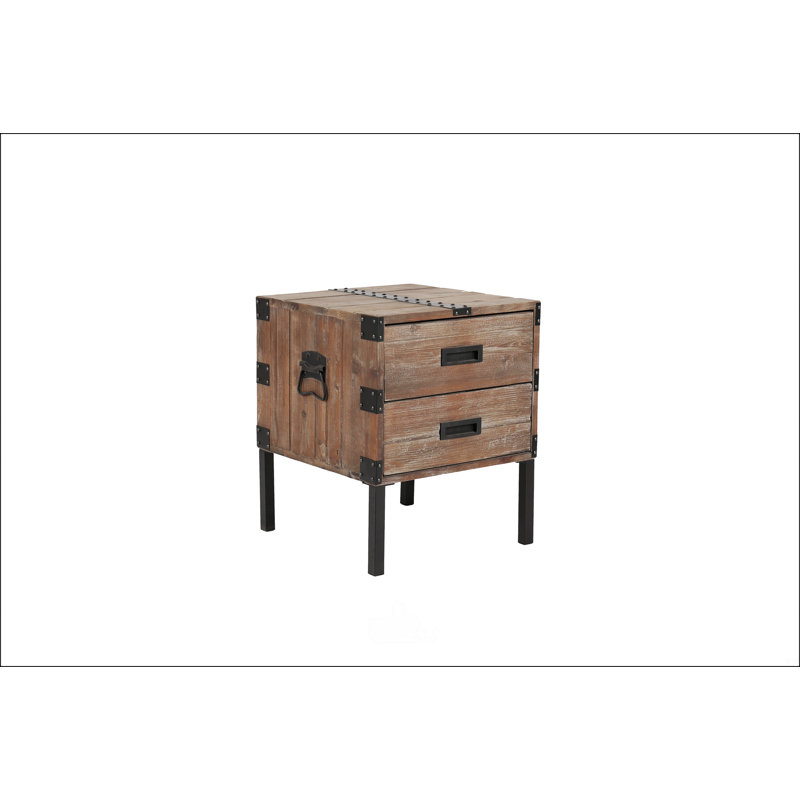 Antique Reclaimed Wood Grey Trunk Table And Side Table S/3