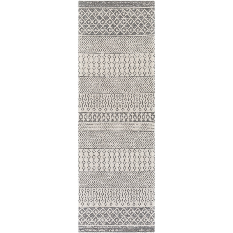 Tapis ivoire / gris anthracite Enloe, Tapis de couloir 2 pi 7 po x 7 pi 3 po