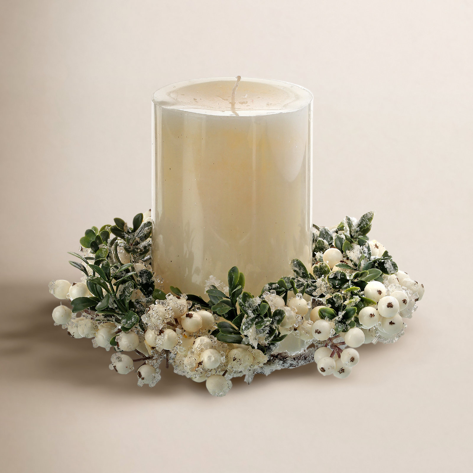 9.5'' Faux Boxwood Wreath, Frosted White