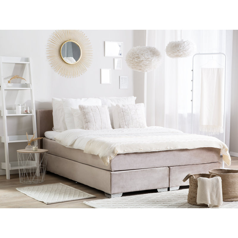 Emmalynn Upholstered EU Kingsize - 160 X 200 Cm Divan Bed with Mattress, 91cm H x 160cm W x 212cm D