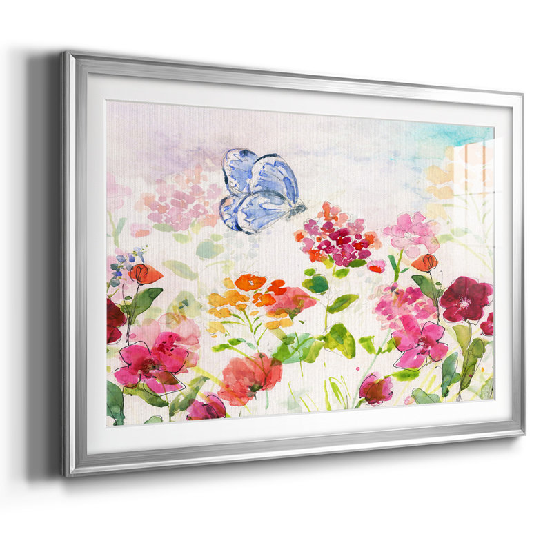 «Summer Garden Butterfly», impression sur papier, Argent, H 27 po x l 39 po x P 1,5 po