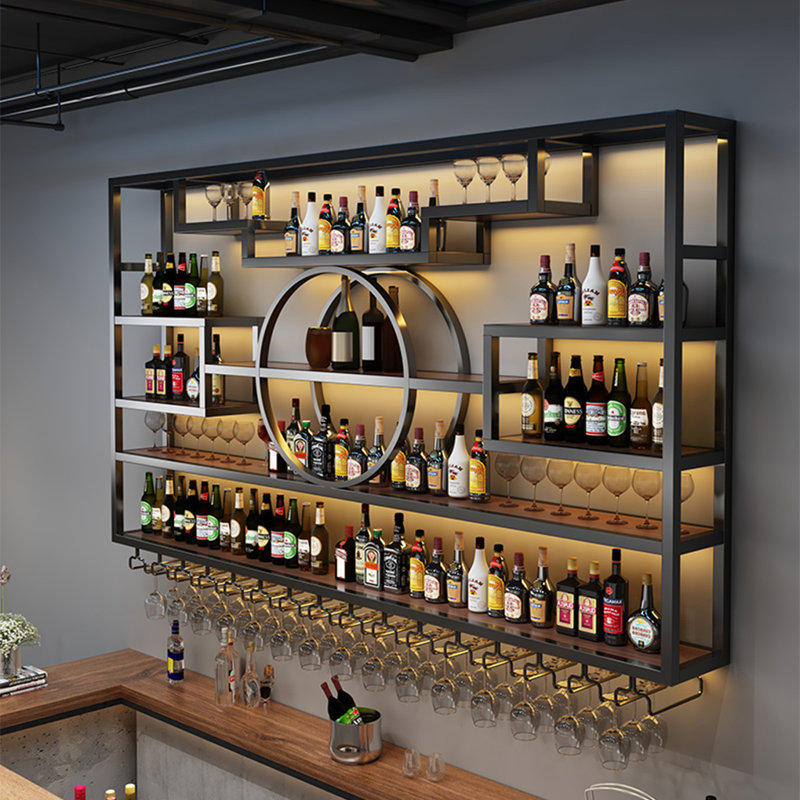 Novelty Wall Mounted Wine Rack, 51.1" H x " W 62.9x 7.8" D, Black