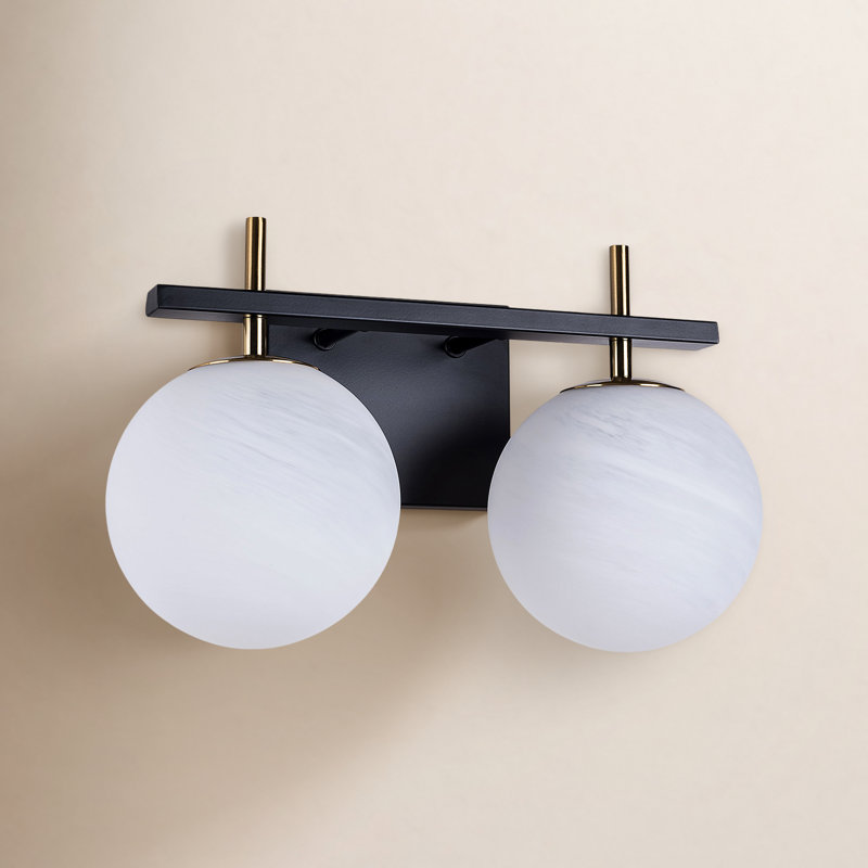 Éclairage pour meuble-lavabo à intensité variable Lio, Noir mat / or poli, 2
