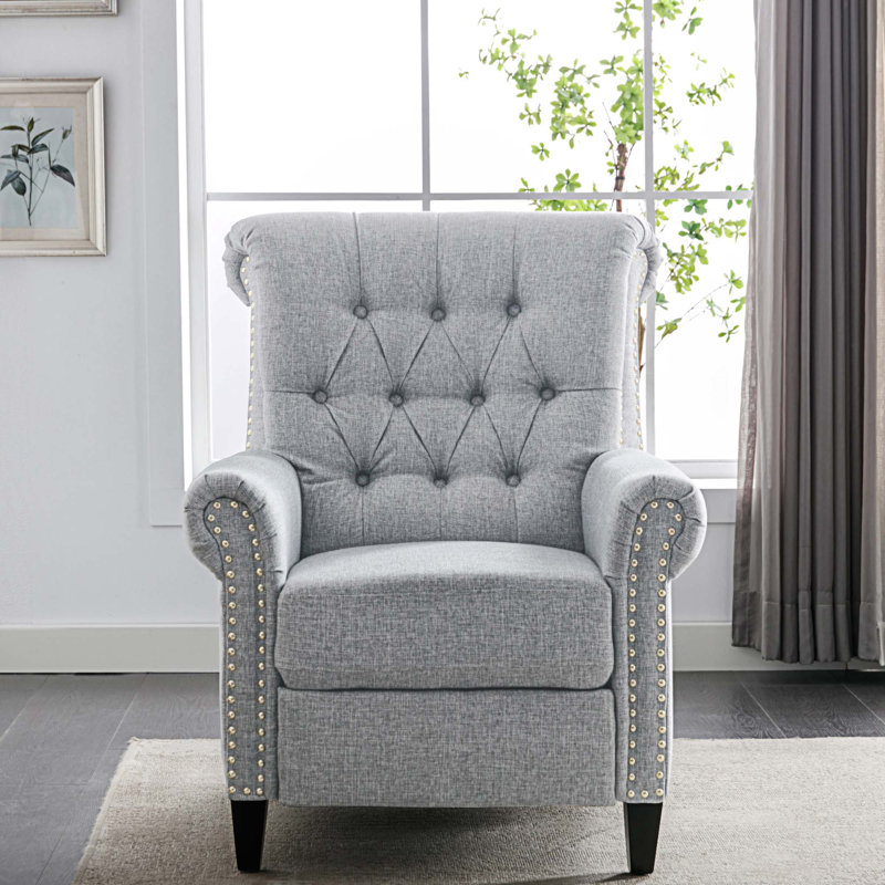 Fauteuil inclinable standard de 25,95 po Maricelda, Mélange de lin gris